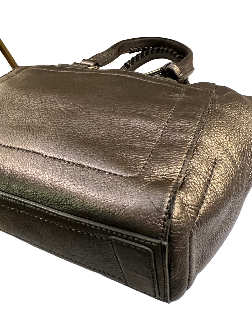 Cole Haan Metallic Gold Leather Satchel Crossbody Bag - Picture 11 of 15